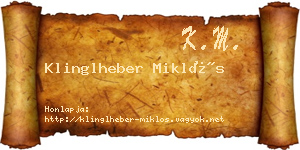 Klinglheber Miklós névjegykártya